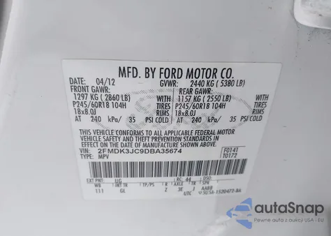 2013 Ford Edge Sel from USA, damaged, VIN 2FMDK3JC9DBA35674